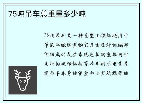 75吨吊车总重量多少吨